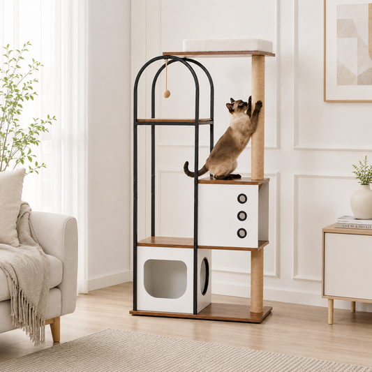 Modern Multi-Level Cat Tree Tower with Condo & Top Lounger