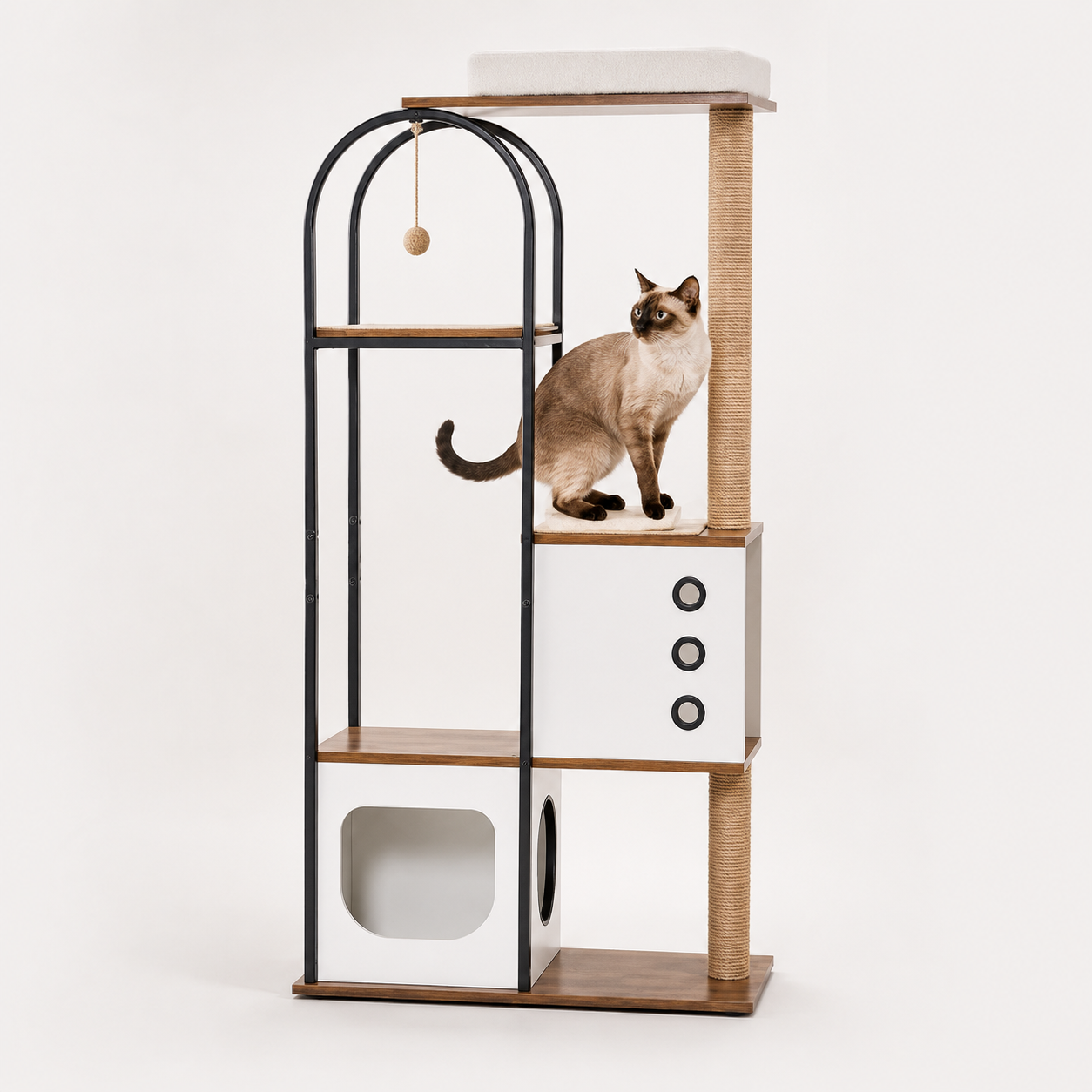 Modern Multi-Level Cat Tree Tower with Condo & Top Lounger