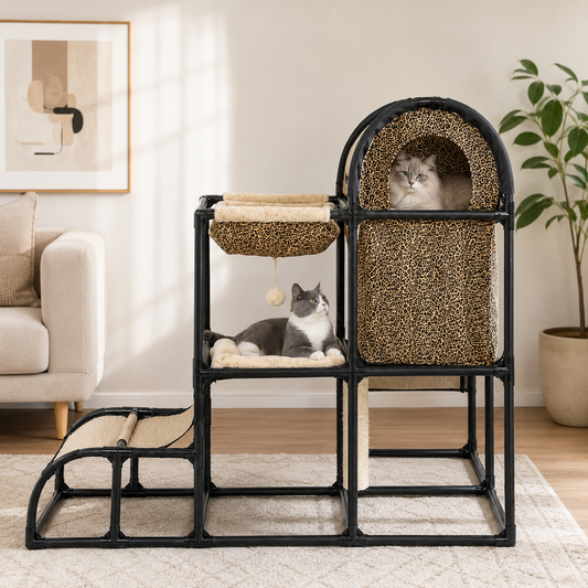 Multi-Functional Cat Climbing Frame with Bed & Scratching Ramp