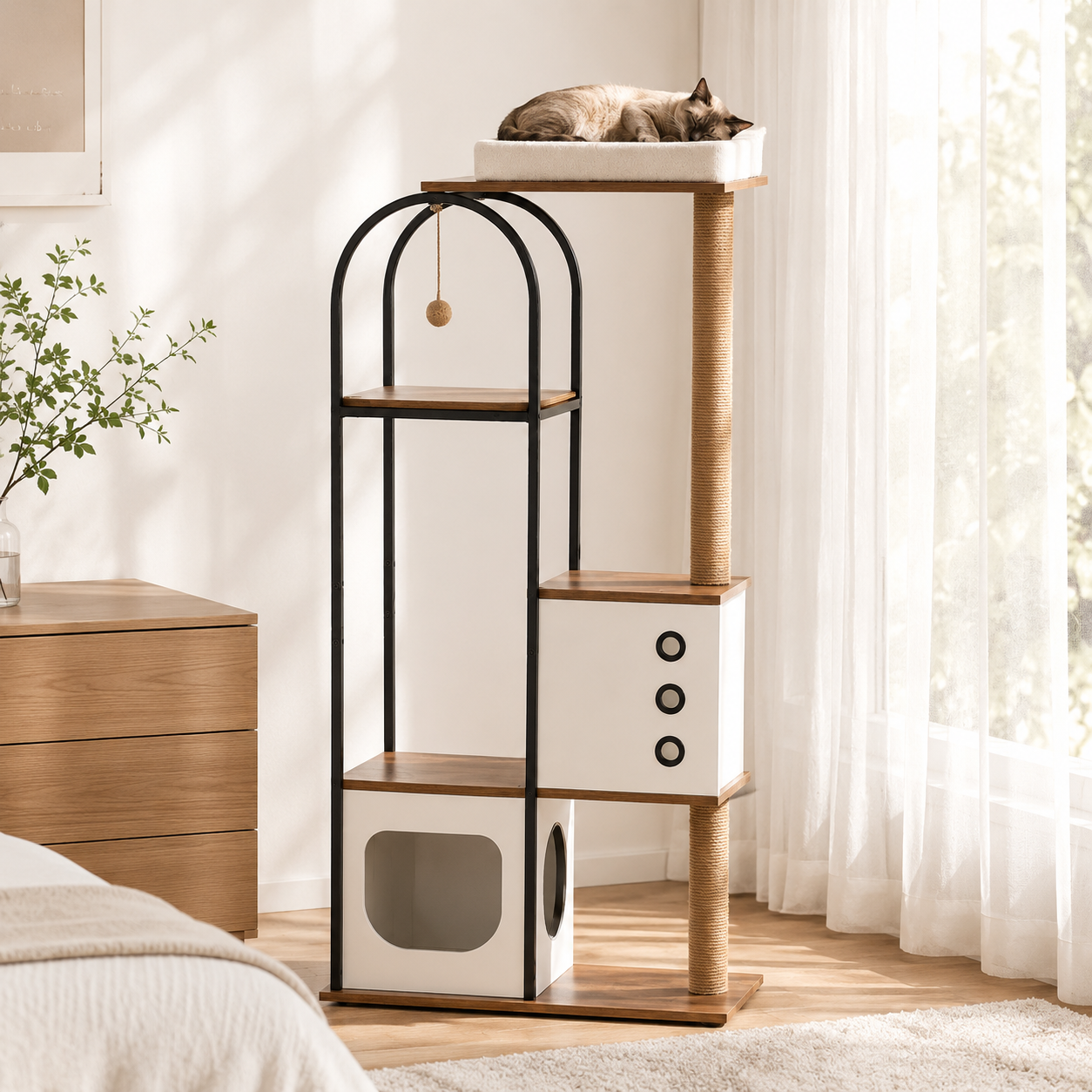 Modern Multi-Level Cat Tree Tower with Condo & Top Lounger