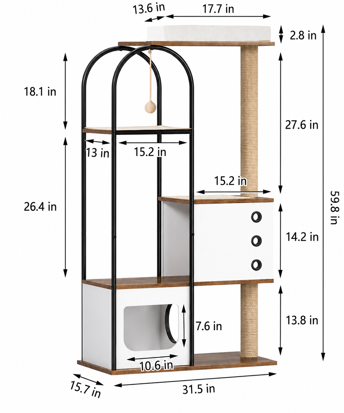Modern Multi-Level Cat Tree Tower with Condo & Top Lounger