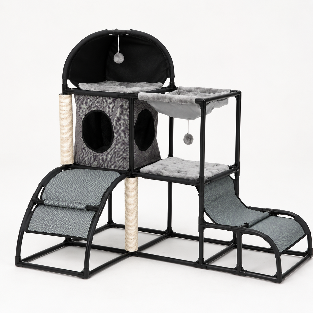 Multi-Functional Cat Climbing Frame with Bed & Scratching Ramp