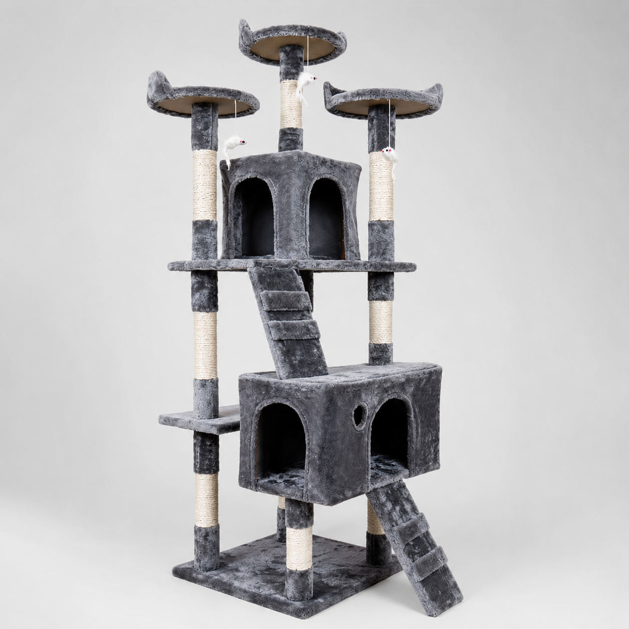 Tall Multi-Level Cat Climber Tower with Condos & Scratching Posts
