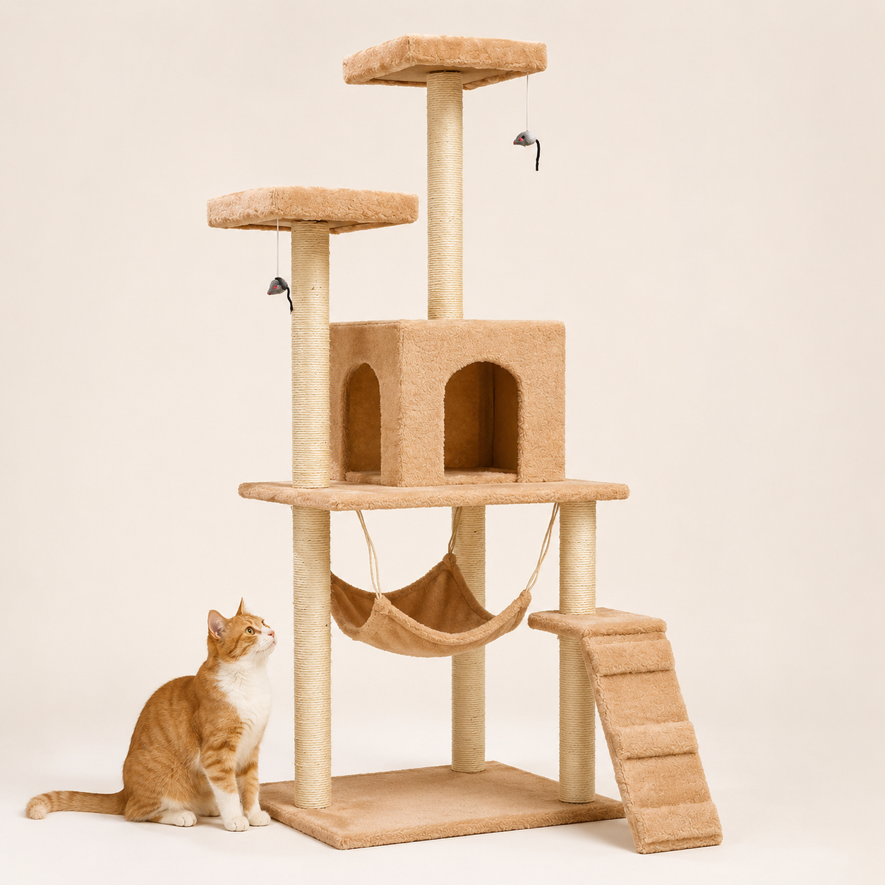 Multi-Level Cat Tree Tower with Scratching Posts & Hammock