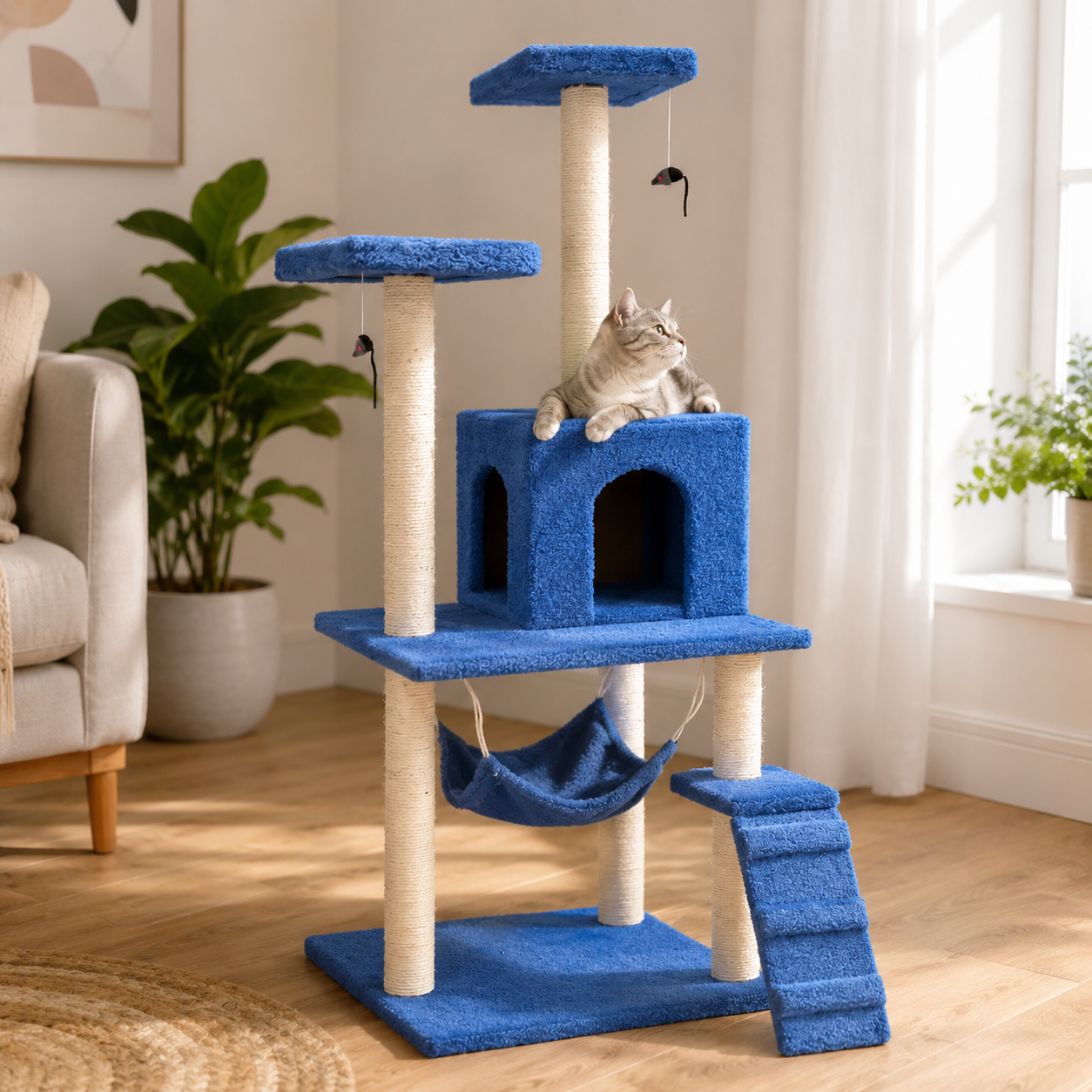 Multi-Level Cat Tree Tower with Scratching Posts & Hammock