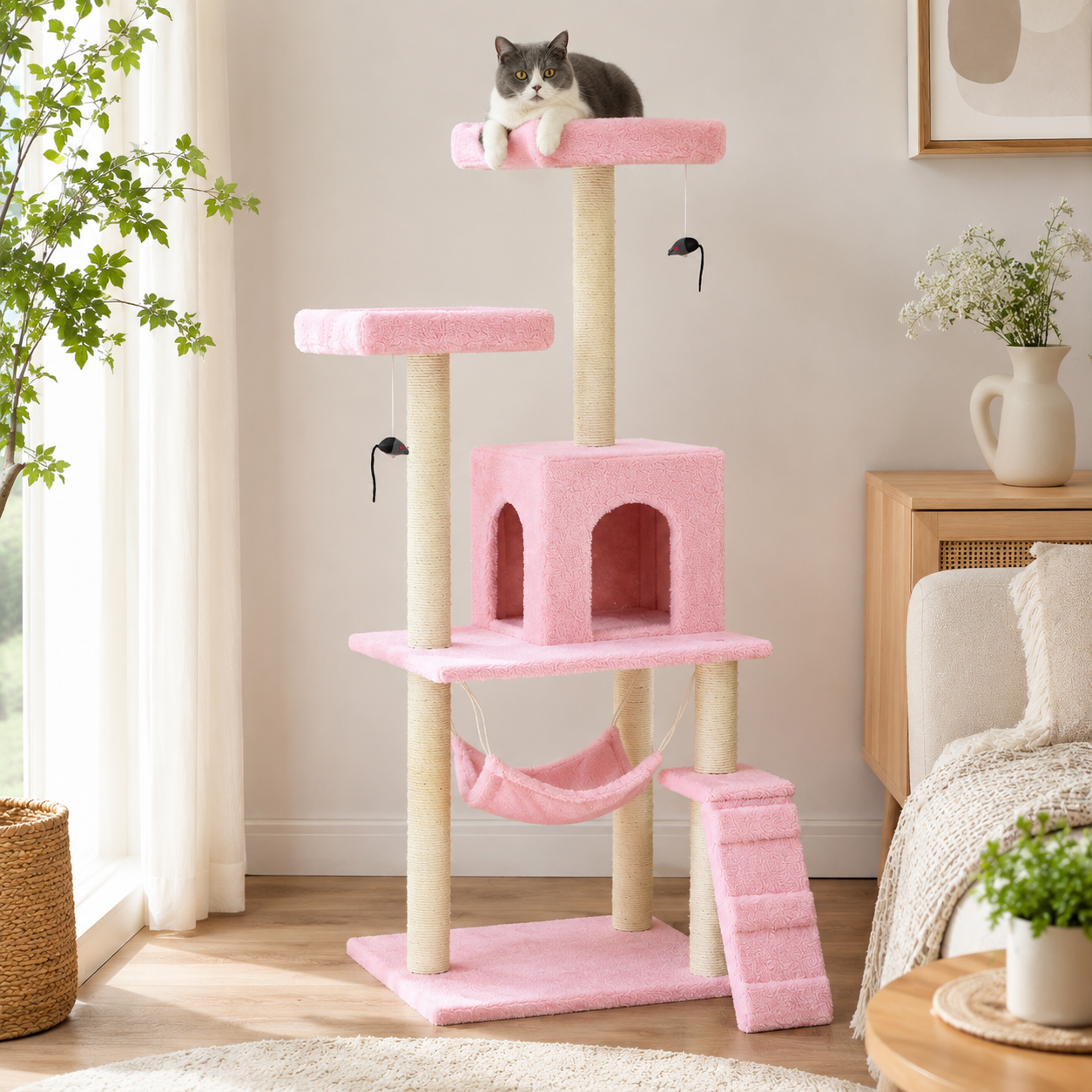 Multi-Level Cat Tree Tower with Scratching Posts & Hammock