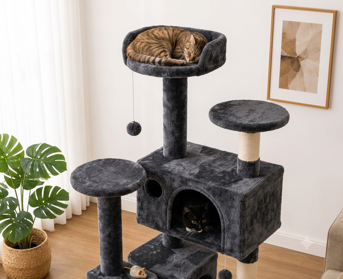Large Multi-Level Cat Tree & Activity Tower - Dark Gray